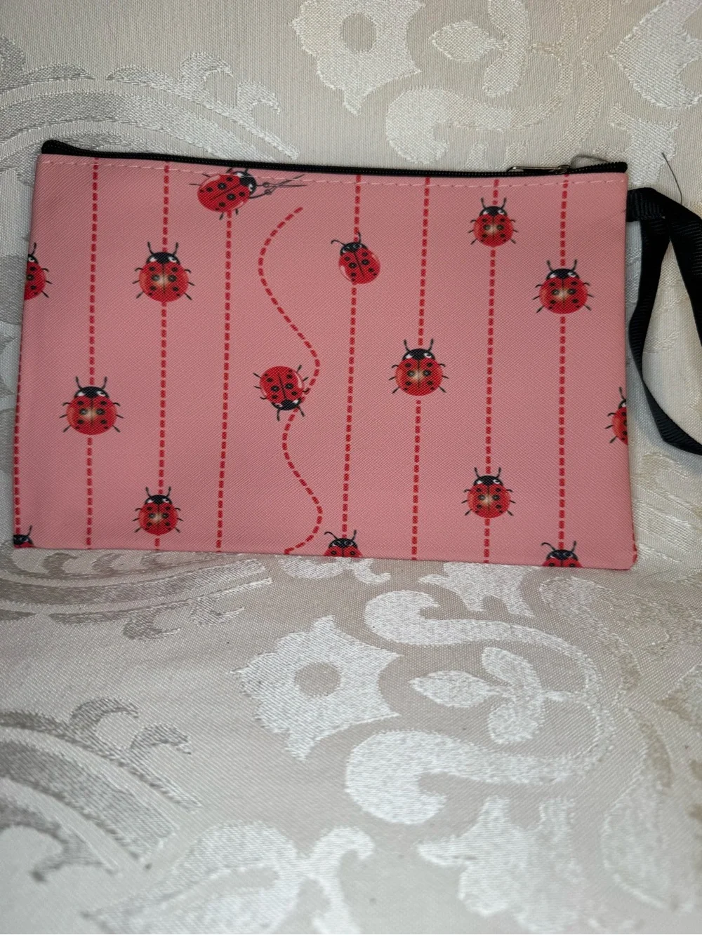 NWOT Pink Ladybug Print Wristlet Clutch